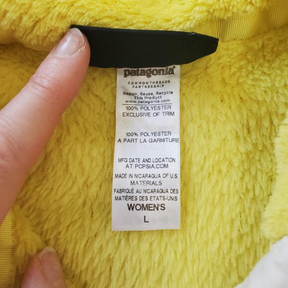 Patagonia Pullover Womens Large Yellow Re-Tool Snap-T Fleece Sherpa Pocket 25442 - Picture 5 of 9